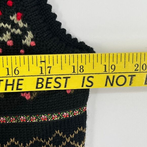 Vintage 80s SUSAN BRISTOL Sweater Vest Women's Small Black Red Floral Wool 90s - Picture 5 of 12